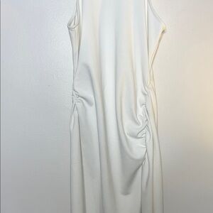 Cream Sleeveless dress, cinched side and waist